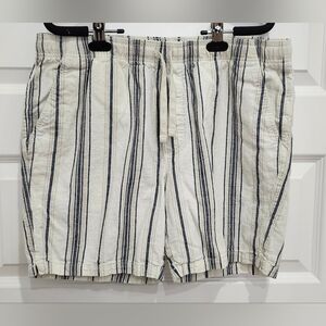 Women's Striped Cream and Blue Shorts